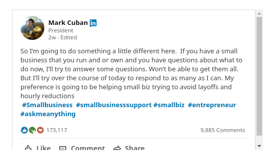 Tỷ phú Mark Cuban chỉ ra 3 bí kíp giúp doanh nghiệp nhỏ tránh cắt giảm nhân sự mùa dịch Covid-19 - Ảnh 1.