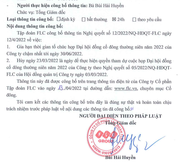 FLC xin lùi ngày họp Đại hội cổ đông đến 30/06 - Ảnh 1.