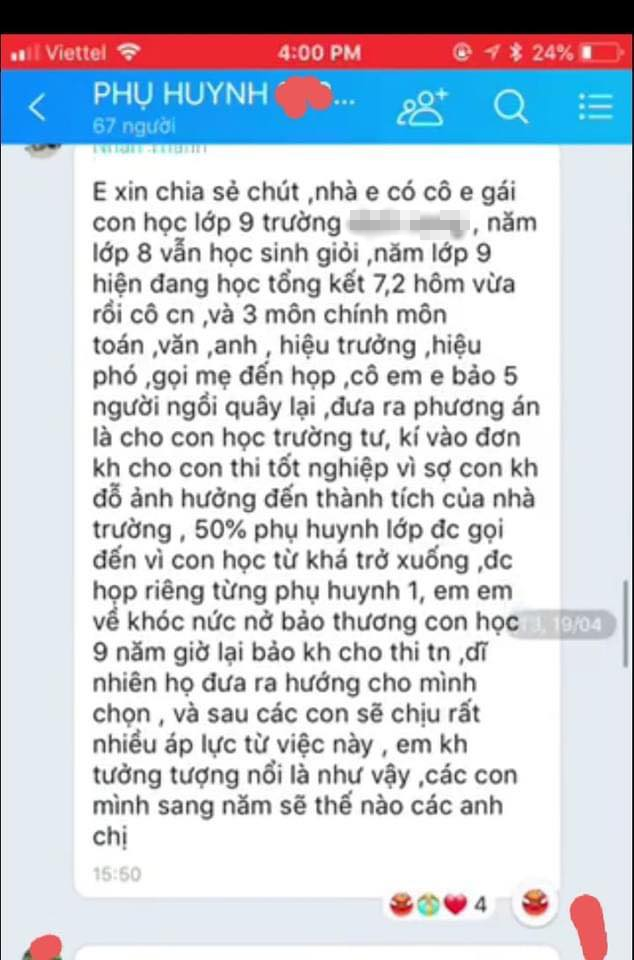 Hà Nội: Xác minh thông tin trường học ép học sinh lớp 9 học lực kém phải chuyển trường hoặc cam kết không thi vào lớp 10 - Ảnh 1.