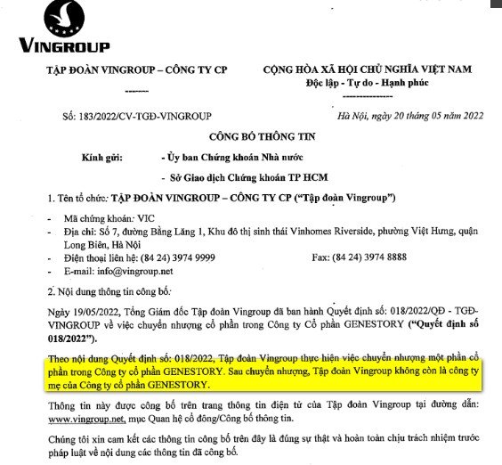 Vingroup thoái bớt vốn tại công ty giải mã gen GeneStory - Ảnh 1.