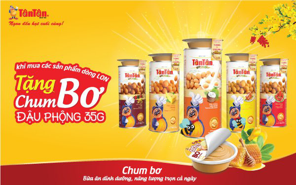 “Tặng chum bơ đậu phộng 35gr khi mua các sản phẩm dòng lon” của Tân Tân