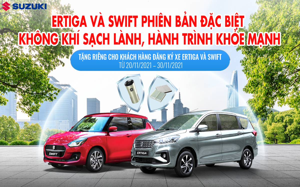 Ertiga và Swift phiên bản đặc biệt - không khí sạch lành, hành trình khỏe mạnh